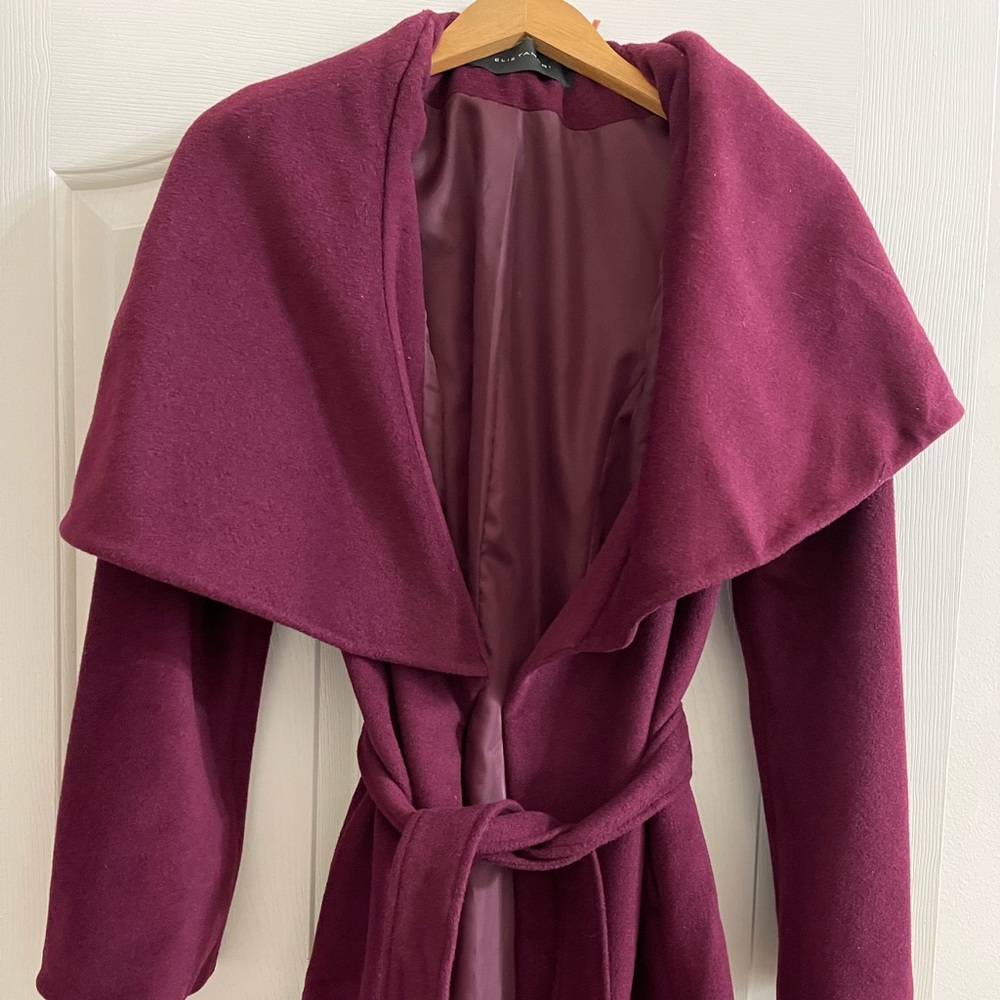 Elie Tahari Wool Wrap Coat - Picture 5 of 10